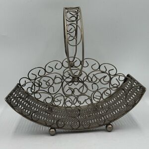 Vintage Raimond Silver Plated Basket with Handle Footed 1960s